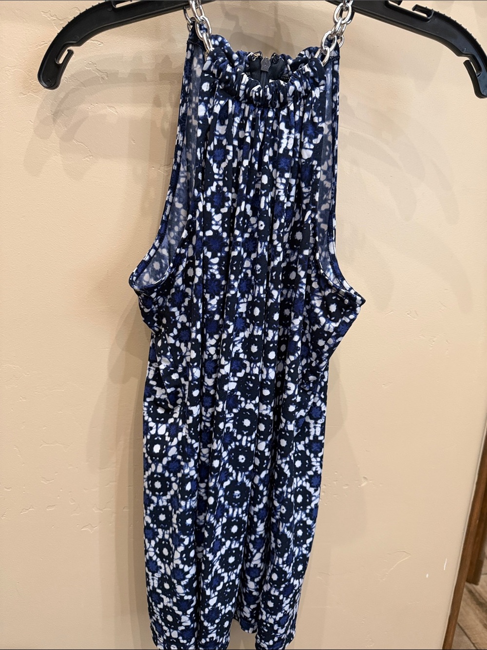 Michael Kors Navy and White One-Shoulder Floral Top